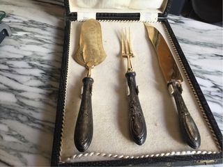 Antiguo juego para tarta de plata de 800