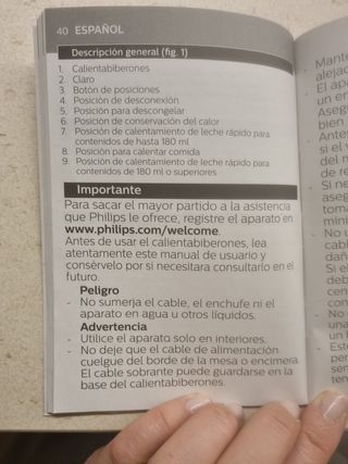 Calienta biberones philips