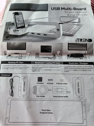 Soporte Monitor Cristal Templado con USB