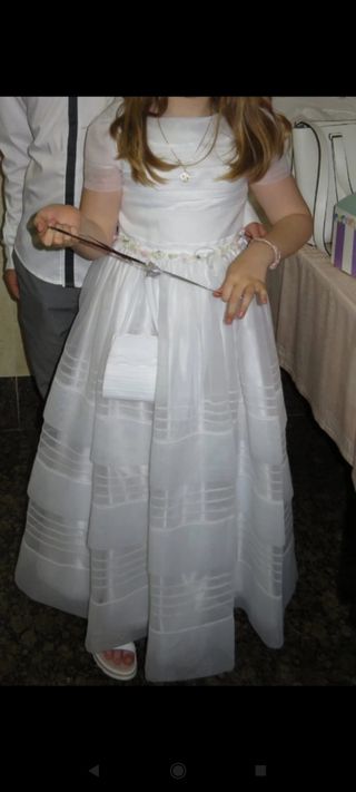 Vestido Lorzas de comunión  con regalo de los zapa