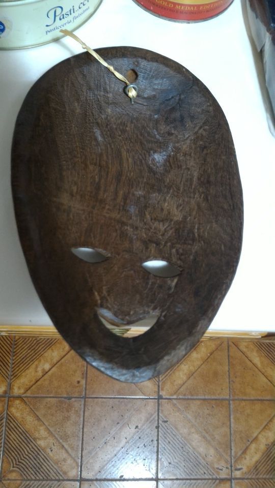 MASCHERA Legno Ornamentale Arte Etnica Vintage
