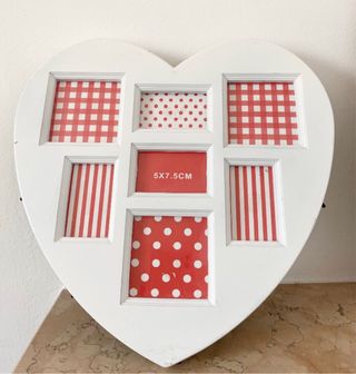 Porta foto forma di cuore bianco 30 cm
