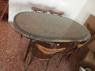 Mesa de hierro forjado + 6 sillas