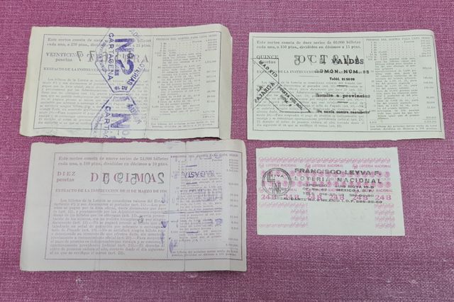 Lote 3 billetes Loteria Nacional 1957-63 + Mexico
