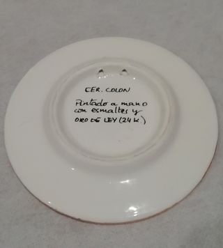 Piatto ceramica Colon oro de Ley 24 kt artigianato