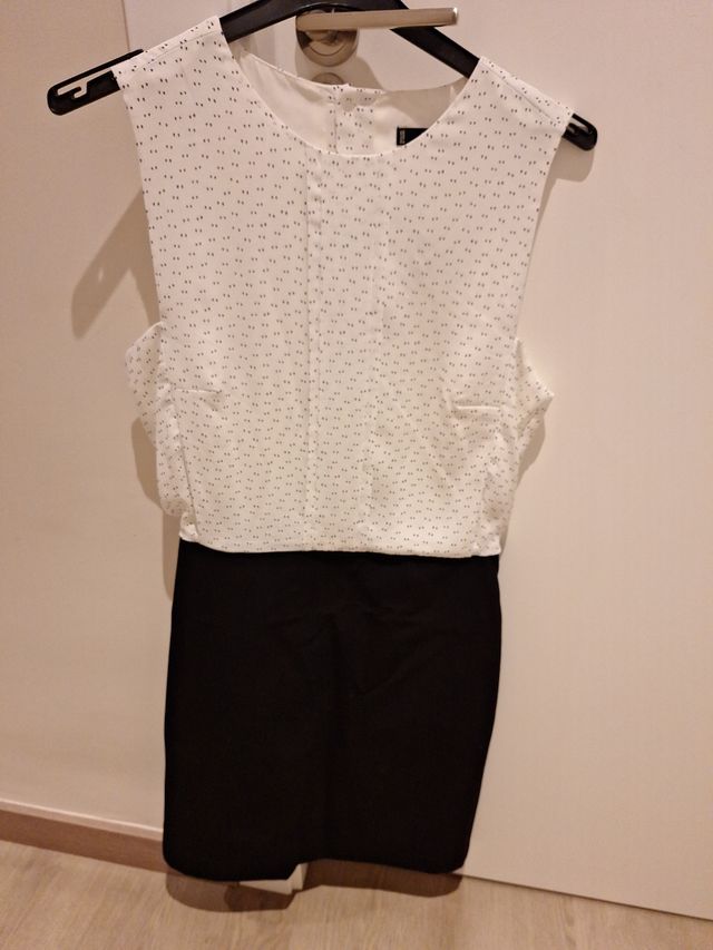 Vestido MNG chica blanco/ negro. Talla S