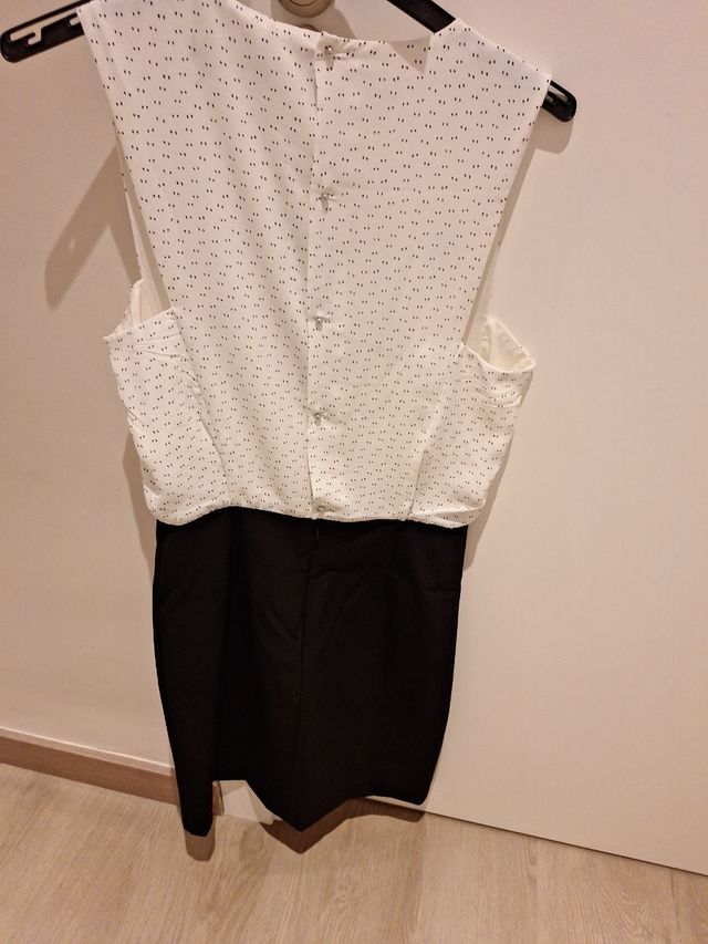 Vestido MNG chica blanco/ negro. Talla S