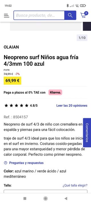 Nuevo Traje neopreno niño, 3/4mm. 8 años