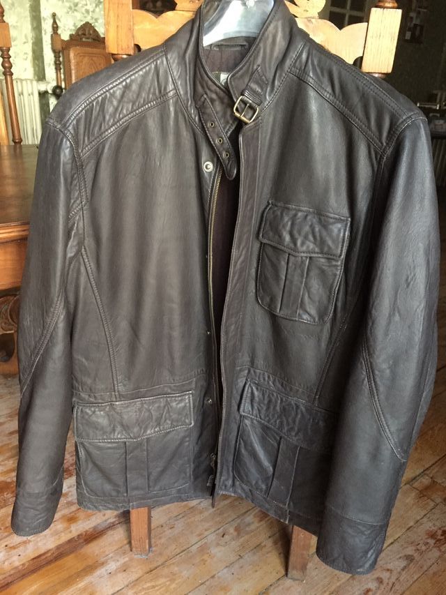 Cazadora Coronel Tapiocca piel marrón, Talla M