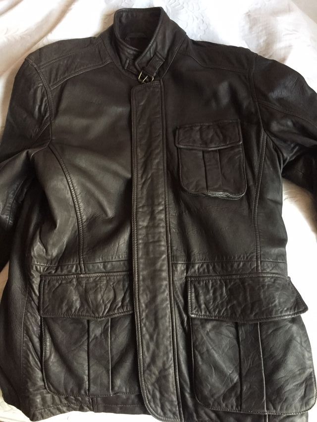 Cazadora Coronel Tapiocca piel marrón, Talla M