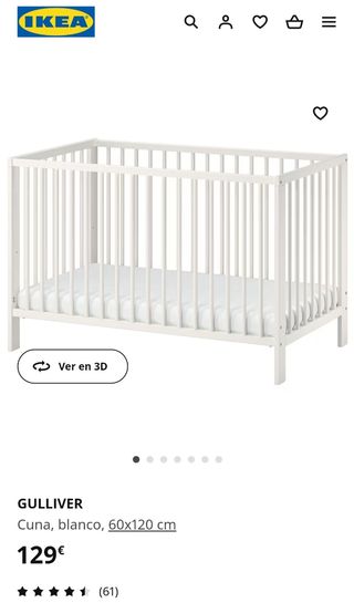 Cuna Ikea + colchón + juegos de sábanas 