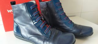 BOTINES WONDERS AZUL SAUVAG/PIEL