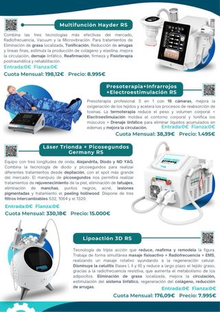 Plan tenove equipos de estetica