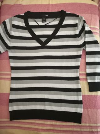 Jersey cuello pico y rayas talla M