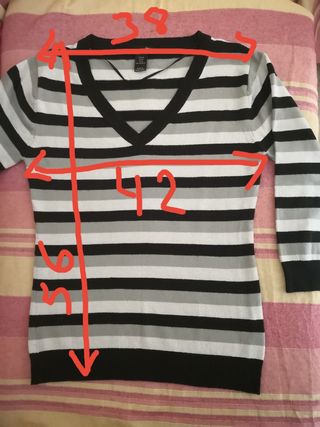 Jersey cuello pico y rayas talla M