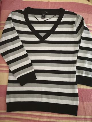 Jersey cuello pico y rayas talla M