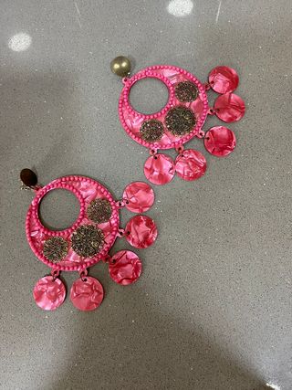 Pendientes flamenca burdeos