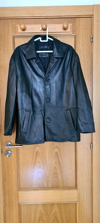 Chaqueta piel hombre marrón 