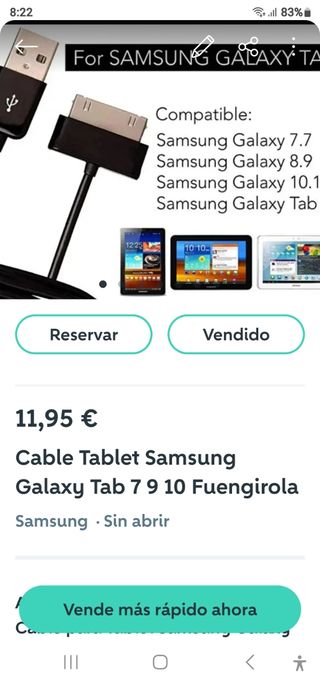 Cable Tablet Samsung Galaxy Tab 7 9 10 Fuengirola