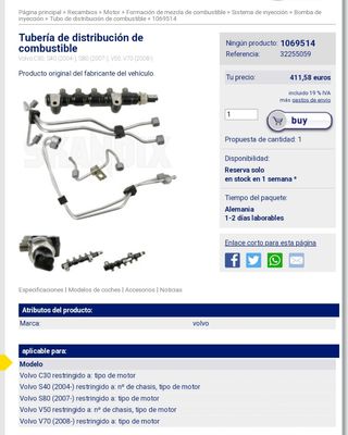 Distribución de combustible Volvo