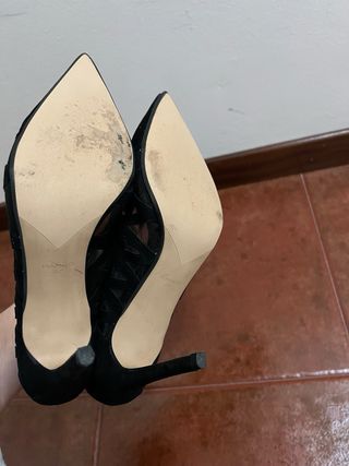 zapatos de vestir mango negros tacon talla 37