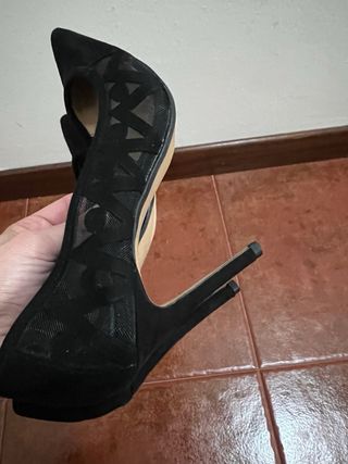 zapatos de vestir mango negros tacon talla 37