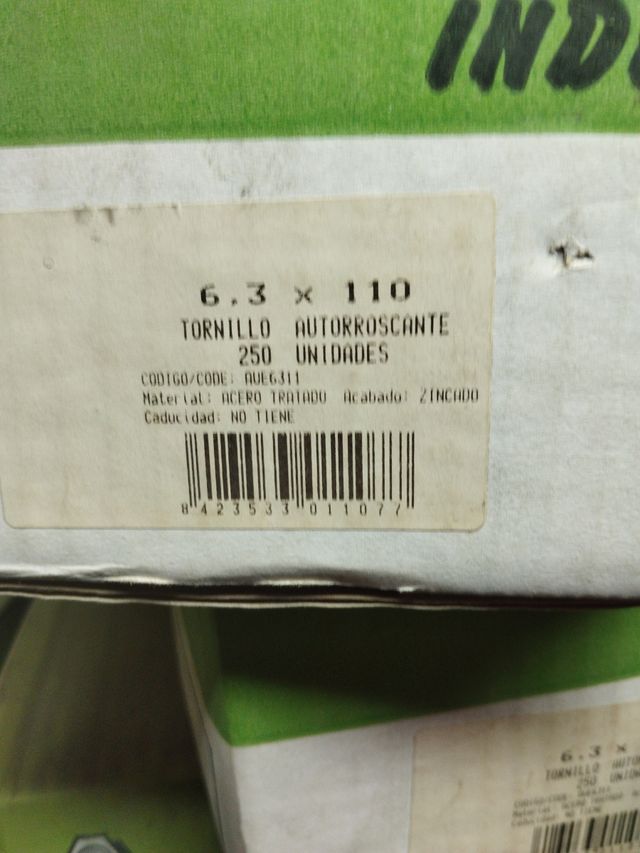 Tornillo tirafondo acero 6.3 x 110