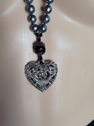 Collar perlas grises y cristal checo