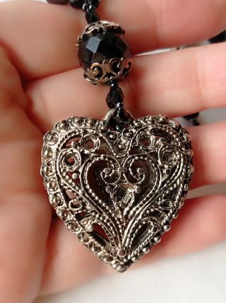 Collar perlas grises y cristal checo