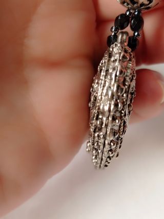 Collar perlas grises y cristal checo