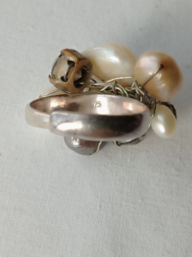 Anillo plata y perlas - ajustable