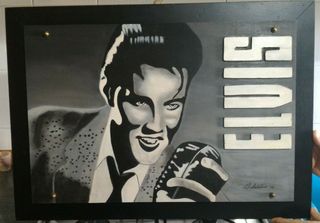 QUADRO Dipinto su Legno ELVIS