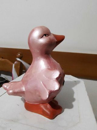 Statuina Ceramica oca rosa 12 cm vintage
