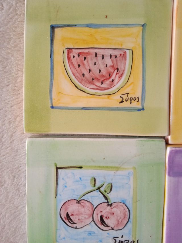 Sei sotto bicchieri di ceramica