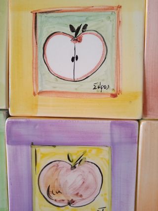 Sei sotto bicchieri di ceramica