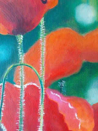 Cuadro pintura al óleo “Amapolas rojas “