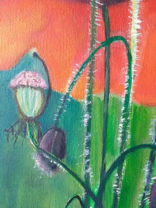 Cuadro pintura al óleo “Amapolas rojas “