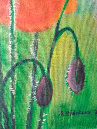 Cuadro pintura al óleo “Amapolas rojas “