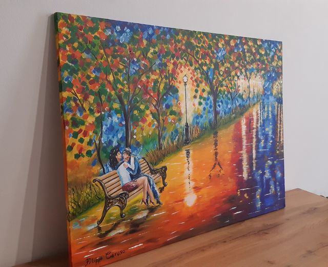 Quadro dipinto a mano, innamorati,amore