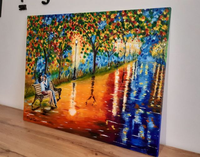 Quadro dipinto a mano, innamorati,amore