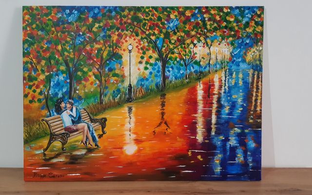 Quadro dipinto a mano, innamorati,amore