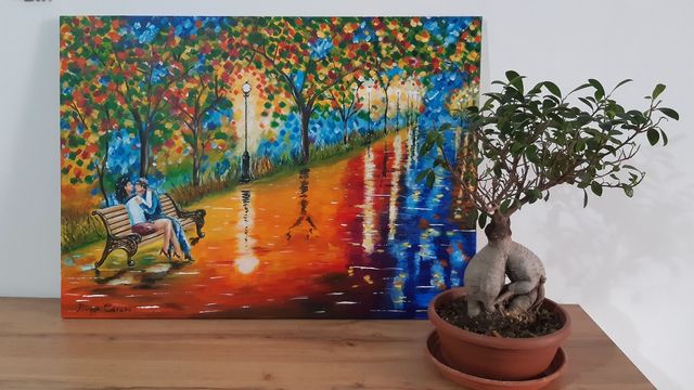 Quadro dipinto a mano, innamorati,amore