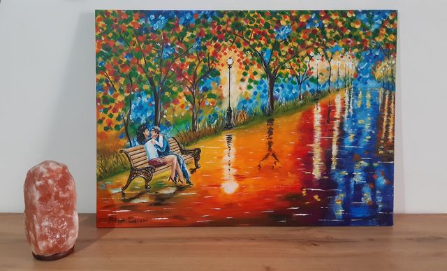 Quadro dipinto a mano, innamorati,amore