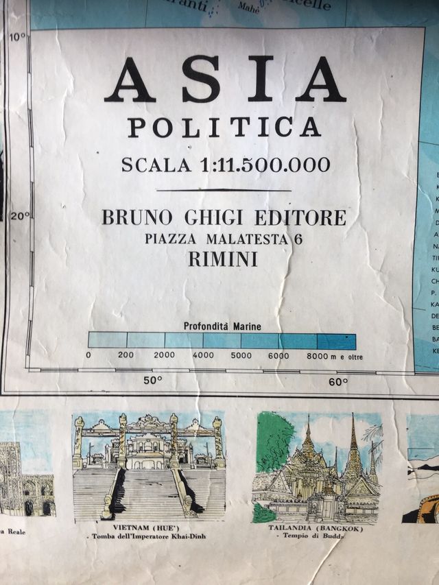 Cartina geografica Asia vintage