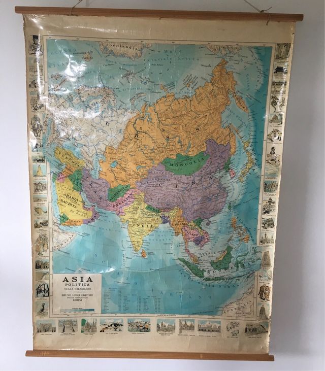 Cartina geografica Asia vintage