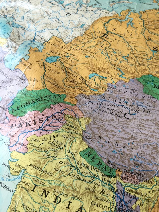 Cartina geografica Asia vintage