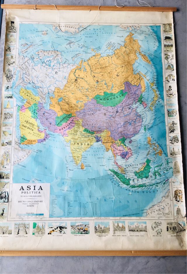 Cartina geografica Asia vintage