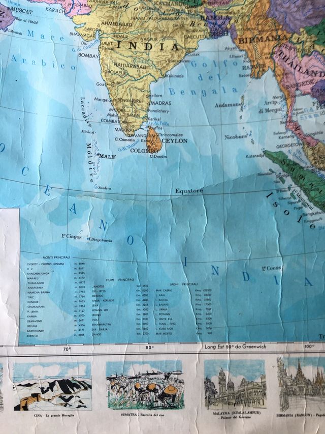 Cartina geografica Asia vintage