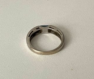 Anillo Oro Blanco 18k  Topacio Azul 