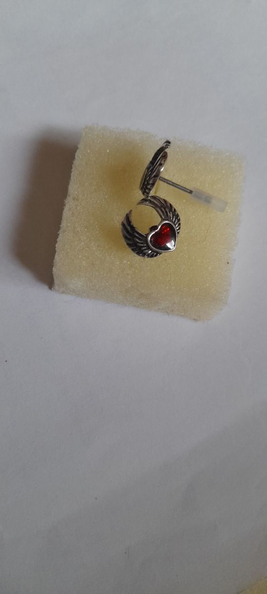 Pendientes corazones rojos con alas ant